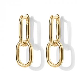 PAVOI 14K Yellow Gold Convertible Link Earrings for Women | Paperclip Link Chain Earrings | Drop Dangle Earrings