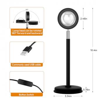 Tsrarey Sunset Lamp Projector, 180 Degree Rotation Sunset Projection Light Led Night Light Floor Lamp with USB Port,Sunset Lamps for Photography Party Bedroom Decor,Christmas Gifts for Women