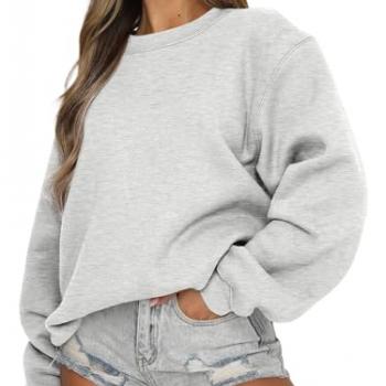 EFAN Womens Sweatshirts Oversized Crew Neck Pullover Sweater Teen Girls Cute Casual Hoodies y2k 2024 Fall Outfits Fashion Clothes Grey M