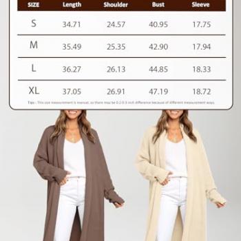 LILLUSORY Womens Chunky Sweater 2024 Fall Warm Long Slouchy Knit Cardigans Oversized Casual Coat Outwear Apricot S