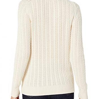 Amazon Essentials Women's Fisherman Cable Turtleneck Sweater (Available in Plus Size), Cream, Medium