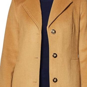 Calvin Klein Women's Classic Cashmere Wool Blend Coat, Camel Classic, 12