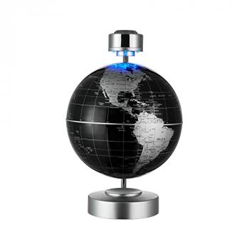 Magnetic Levitating Globe, Large 8inch Floating Globe With LED Lights, Magnetic Globe Display, Indoor Accents, Study Room Decor, Modern Decorative Ornament (Black)