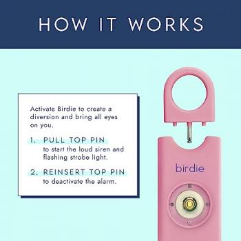 She’s Birdie–The Original Personal Safety Alarm for Women by Women–LOUD Siren, Strobe Light and Key Chain in a Variety of Colors (Blossom)