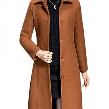 Jenkoon Women's Wool Trench Coat Winter Long Thick Overcoat Walker Coat (Caramel, X-Large)