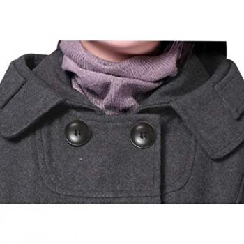 Tanming Women's Warm Double Breasted Wool Pea Coat Trench Coat Jacket with Hood (Grey-L)