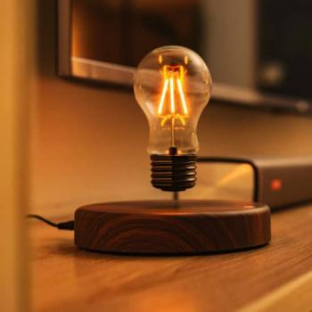 MOOCCI Levitating Bulb Lamp Magnetic Floating Lamp Light Desk Lamp Night Light Table LED for Unique Gifts, Room Decor, Night Light, Home Office Decor Desk Tech Toys (Round-Classic Bulb)