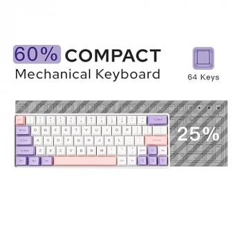 EPOMAKER EP64 60% Mechanical Keyboard, Wireless Gaming Keyboard, 2.4GHz/Bluetooth 5.0/USB-C Custom Keyboard, Hot Swappable, NKRO, Programmable wtih Dye-sub PBT Keycap for Mac/Win (Flamingo Switch)