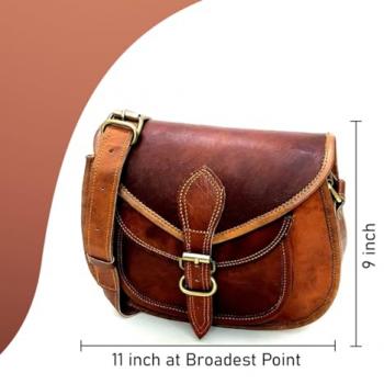 Firu-Handmade Women Vintage Style Genuine Leather Crossbody Shoulder Bag Satchel ladies Purse Saddle Bag Crossover Bags for Women Travel