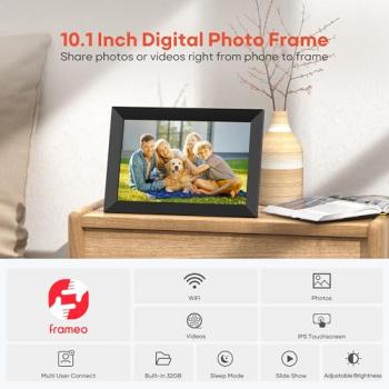 Frameo 10.1 Inch WiFi Digital Picture Frame, 1280x800 HD IPS Touch Screen Photo Frame Electronic, 32GB Memory, Auto-Rotate, Wall Mountable, Share Photos/Videos Instantly via Frameo App from Anywhere