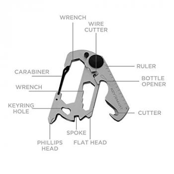 KeySmart AllTul Vulture - 10-in-1 keychain multitool with Bottle Opener, Wrench, Carabiner, Philips Head, Wire Cutter, Flat Head, Spoke, Cutter, Ruler and Keyring Hole, Tool for Camping, Fishing Etc.