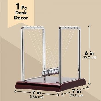 Juvale Newton's Cradle Balance Pendulum, Physics Learning Desk Toy, Swinging Kinetic Balls for Home, Office Decoration, Stress Relief, Fun Science Fidget Accessories (7x6x7 in)