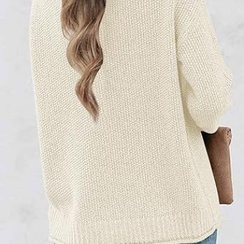 MEROKEETY Women's Long Sleeve Turtleneck Cozy Knit Sweater Casual Loose Pullover Jumper Tops, Apricot, Large