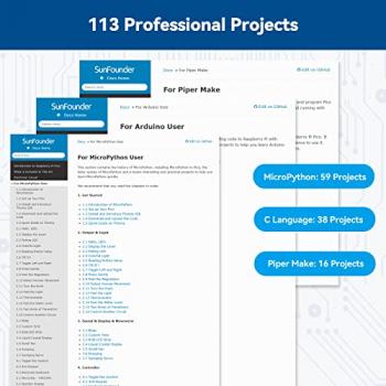 SunFounder Raspberry Pi Pico Ultimate Starter Kit with Detailed Online Tutorials, 320+ Items, 113 Projects, MicroPython, Piper Make and C/C++ (Compatible with Arduino IDE)