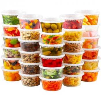 AOZITA 32 Sets 12 oz Plastic Deli Food Containers With Lids, Airtight Food Storage Containers, Freezer/Dishwasher/Microwave Safe, Soup Containers For Takeout Meal Prep Storage