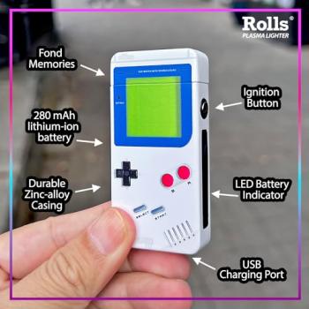 Rolls Electric Lighter - USB Rechargeable Cool Lighters - Retro Gamer Gifts for Men - Windproof Electronic Arc Lighter - Candle Lighter - Unique Gadgets - by Rolls Plasma Lighter (Blue Classic)