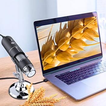 Wireless Digital Microscope Handheld USB HD Inspection Camera 50x-1000x Magnification with Stand Compatible with iPhone, iPad, Samsung Galaxy, Android, Mac, Windows Computer