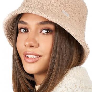 Brown Fuzzy Bucket Hat for Women - Winter Faux Fur Bucket Hat - Fluffy Sherpa Bucket Hats for Women