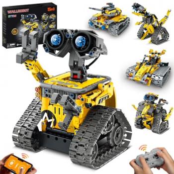 Sillbird STEM Building Toys, Remote & App Controlled Creator 5in1 Wall Robot/Explorer Robot/Mech Dinosaur Toys Coding Set, Creative Gifts for Boys Girls Kids Aged 6 7 8-13 (435 Pieces)