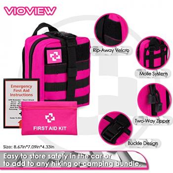 Vioview Emergency Survival Kit and First Aid Kit, Self Defense Kit Safety Kit for Women with Tactical Molle Pouch, Gifts for Women Outdoor Adventure Camping Hiking Hunting