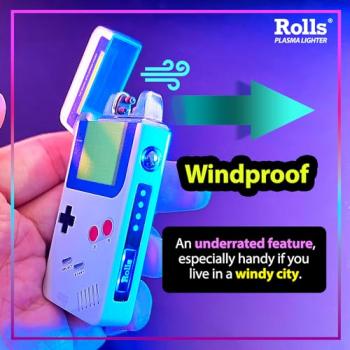 Rolls Electric Lighter - USB Rechargeable Cool Lighters - Retro Gamer Gifts for Men - Windproof Electronic Arc Lighter - Candle Lighter - Unique Gadgets - by Rolls Plasma Lighter (Blue Classic)