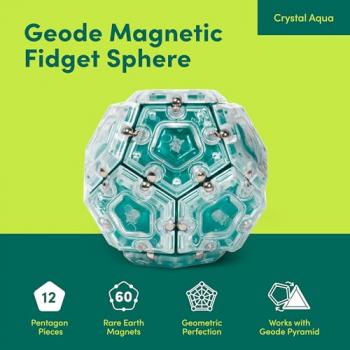 Speks Geode Sphere Magnetic Fidget Toy for Adults | Quiet Adult Sensory Toy for Stress Relief & Anxiety, Office Desk Toy & Top Gadget Gift Idea | Aqua, 12-Piece Set