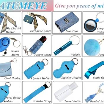 BATUMEYE Gift Set for Woman with Bottle Opener, Card Holder, Wristlet Strap, Whistle, Travel Bottle Holder(Bag Blue)