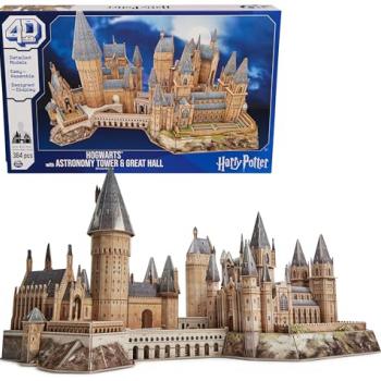 4D Build, Harry Potter Deluxe Hogwarts Castle with Astronomy Tower & Great Hall Over 2ft. Wide Model Kit 384 Pcs | 3D Puzzles for Adults & Teens 12+