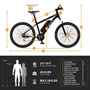 Jasion EB5 Electric Bike for Adults with Peak 500W Brushless Motor, 40Miles 20MPH Commuting Electric Mountain Bike with 360Wh Removable Battery, 7-Speed, 26" Tires and Front Fork Suspension