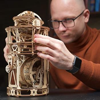 UGEARS Wooden 3D Puzzles for Adults - Astronomer Table Clock with Tourbillon Model Kit - Mechanical Clock Kit Functional DIY Miniature Kit Wood Crafts for Adults - Gifts For Puzzle Lovers - 338 Pieces