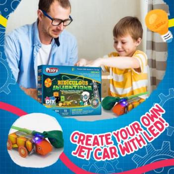 Playz Ridiculous Inventions Science Kits for Kids - Energy, Electricity & Magnetic Experiments Set - Build Electric Circuits, Motors, Telegraphic Messages, Robotics & more Kids Educational Toys