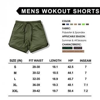 Leidowei Men's 2-in-1 Gym Running Shorts Lightweight Workout Athletic Training 7" Short Pants with Zip Pockets Green XL