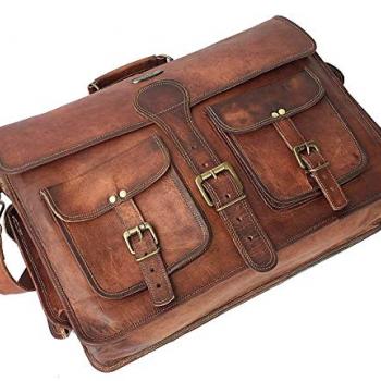 cuero Leather Messenger Bag for Men, 18 Inch Laptop Bag, Crossbody Bag Men, Vintage Handmade Leather Satchel Bag Men, Full Grain Business Briefcase Shoulder Bag for Office/Work/Travel - Dark Brown