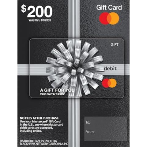 $200 Mastercard Gift Card (plus $6.95 Purchase Fee)