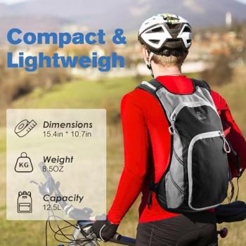 Zacro Hydration Backpack, Lightweight Hiking Backpack with 2L TPU Water Bladder, Water Backpack for Running Hiking Biking Climbing and Motorcycle, Upgraded Leak Proof Hydration Pack for Men & Women