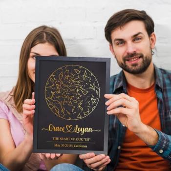 Custom Star Map with Dates & Place, Circular Star Map Anniversary Gifts for Him and Her, Custom Poster Special Occasion Star Chart Wall Art - Great Anniversary, Engagement, Wedding Romantic Gift