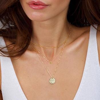 Yoosteel Gold Initial Necklaces for Women, Dainty 14K Gold Plated Layered Initial M Pendant Choker Necklace Tiny Initial Necklace Layered Gold Initial Necklaces for Women Jewelry