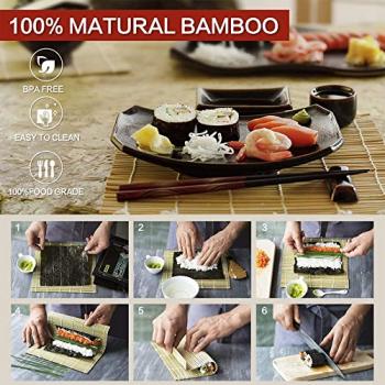 Sushi Making Kit, 22 in 1 Sushi Roller Maker Bazooker Kit with Bamboo Mats, Chef's Knife, Chopsticks, Sauce Dishes, Rice Spreader, Avocado Slicer for Beginners, Family, Friends, Home