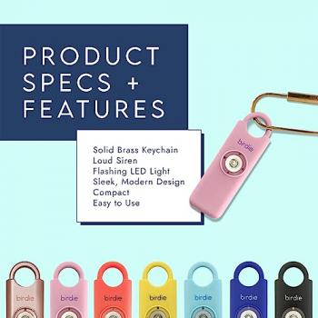 She’s Birdie–The Original Personal Safety Alarm for Women by Women–LOUD Siren, Strobe Light and Key Chain in a Variety of Colors (Blossom)