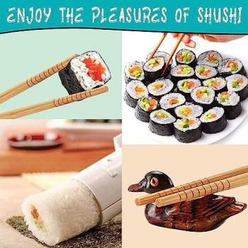 Sushi Making Kit, 22 in 1 Sushi Roller Maker Bazooker Kit with Bamboo Mats, Chef's Knife, Chopsticks, Sauce Dishes, Rice Spreader, Avocado Slicer for Beginners, Family, Friends, Home