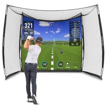 GoSports Range Cage 10 ft x 8 ft Golf Practice Hitting Net with Simulator Impact Screen