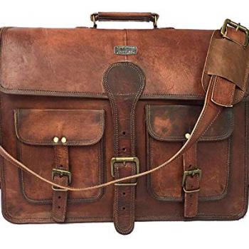 cuero Leather Messenger Bag for Men, 18 Inch Laptop Bag, Crossbody Bag Men, Vintage Handmade Leather Satchel Bag Men, Full Grain Business Briefcase Shoulder Bag for Office/Work/Travel - Dark Brown