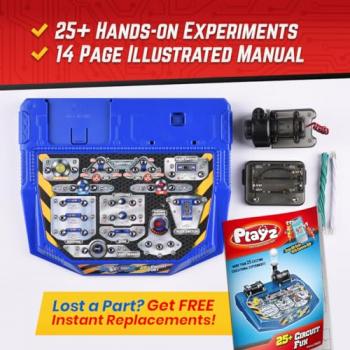 Playz Electrical Circuit Board Engineering Kit for Kids with 25+ STEM Projects Teaching Electricity, Voltage, Currents, Resistance, & Magnetic Science | Gift for Children Age 8, 9, 10, 11, 12, 13+