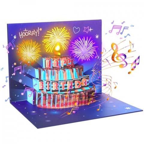 Omgpeike Birthday Cards Gifts for Women 3D Pop Up Birthday Gift Card Light and Music Happy Funny Birthday Decorations Greeting Cards for Men, Girl, Boy, Husband, Mom, Dad, Sister, Friend, Kids(Purple)