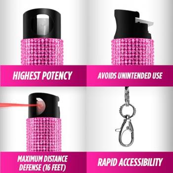 Guard Dog Security Bling it On Pepper Spray, Keychain with Safety Twist Top, Mini and Easy Carry, Lightweight and Fashionable, Maximum Police Strength OC Spray, 16 Feet Range, 0.5 fl oz