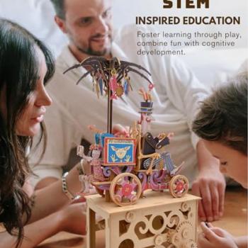 iló 3D Puzzles for Adults, DIY Mechanical Wooden Puzzle Model Kit for Adults & Teens, Building Sets for Kids 14+, STEM Toys Brainteaser, Unique Gift, Decor, Music Box Optional Not Included, Puppeteer