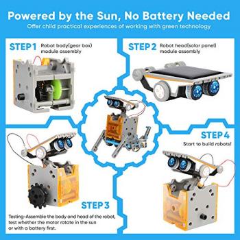 Sillbird STEM 12-in-1 Education Solar Robot Toys for Boys Ages 8-13, DIY Building Science Experiment Kit Birthday Gifts for Kids 8 9 10 11 12 13 Years Old, Solar Powered by The Sun