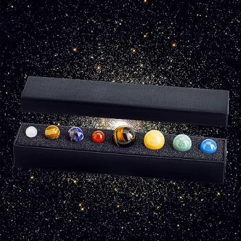 Natural Gemstones Solar System Model Multicolor Space Decor 8 Planets Model Kit Chakra Reiki Healing Crystal Ball Set Gift for Boys Girls Men Women Kids