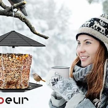 Jealoeur Bird Feeders for Outdoors Hanging Bird Feeder Wild Bird Seed, Black