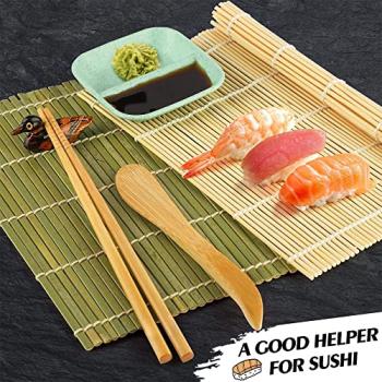 Sushi Making Kit, 22 in 1 Sushi Roller Maker Bazooker Kit with Bamboo Mats, Chef's Knife, Chopsticks, Sauce Dishes, Rice Spreader, Avocado Slicer for Beginners, Family, Friends, Home